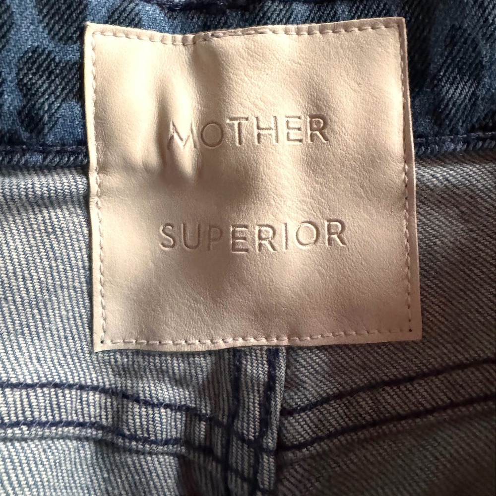 MOTHER Blue Leopard Print Straight Leg Jeans - Picture 4 of 16